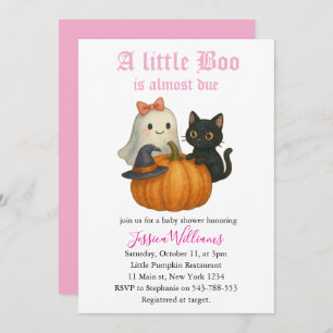 Little Boo Is Almost Due Halloween Baby Shower Invitation