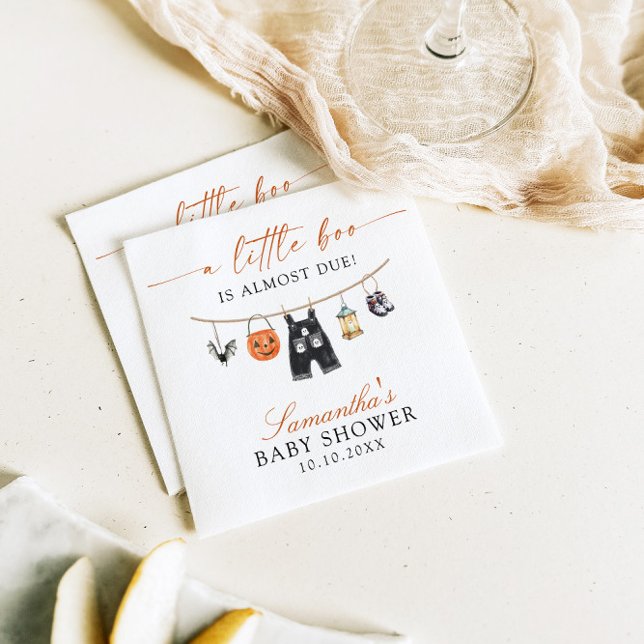 Little Boo Is Almost Due Halloween Baby Shower Napkin (Creator Uploaded)