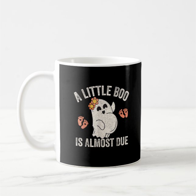 Little Boo Is Almost Due Halloween Pregnancy Annou Coffee Mug (Left)