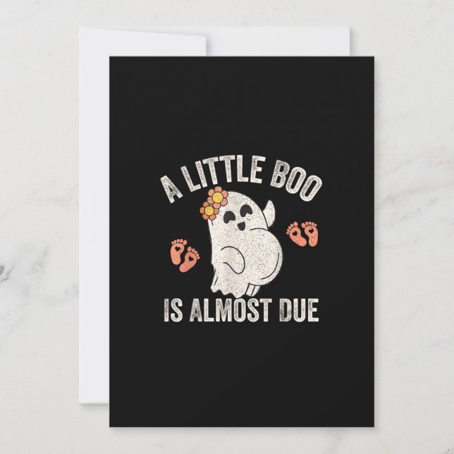 Little Boo Is Almost Due Halloween Pregnancy Annou Holiday Card (Front)