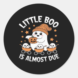 Little Boo Is Almost Due - Halloween Pregnancy Rev Classic Round Sticker