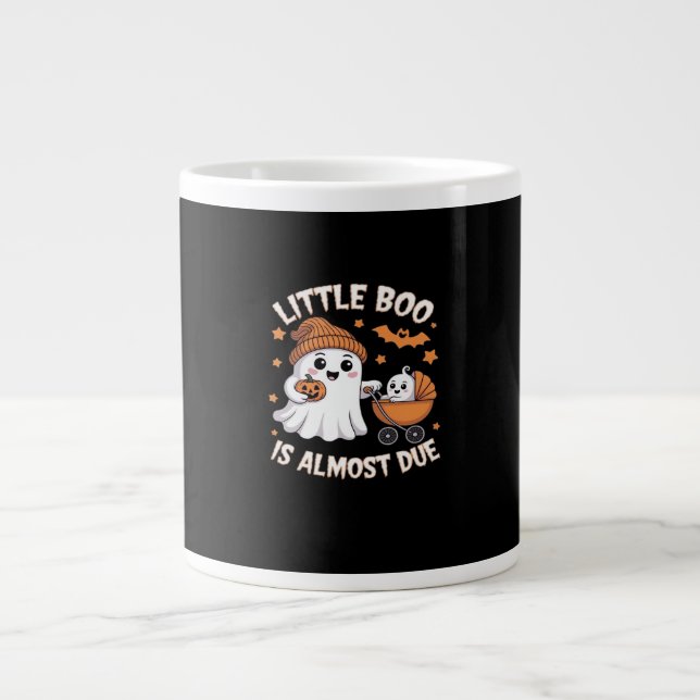 Little Boo Is Almost Due - Halloween Pregnancy Rev Large Coffee Mug (Front)