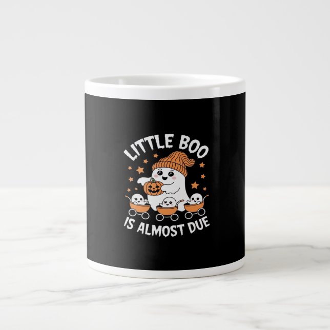 Little Boo Is Almost Due - Halloween Pregnancy Rev Large Coffee Mug (Front)