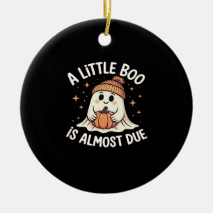 Little Boo Is Almost Due Halloween Pregnancy Revea Ceramic Tree Decoration