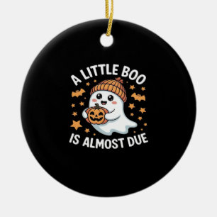 Little Boo Is Almost Due Halloween Pregnancy Revea Ceramic Tree Decoration