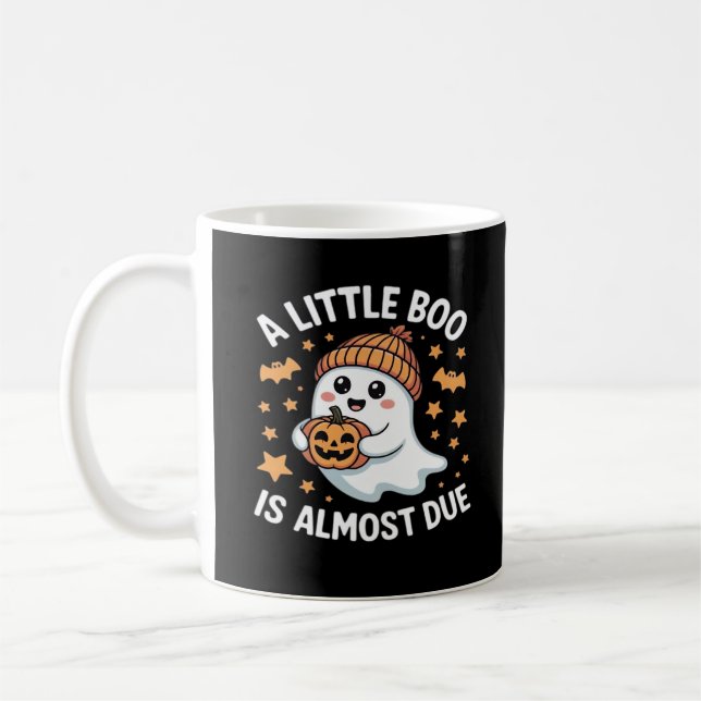 Little Boo Is Almost Due Halloween Pregnancy Revea Coffee Mug (Left)