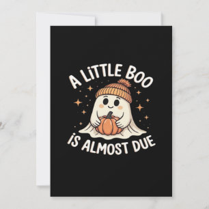 Little Boo Is Almost Due Halloween Pregnancy Revea Holiday Card