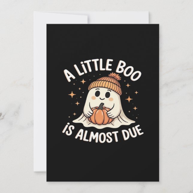 Little Boo Is Almost Due Halloween Pregnancy Revea Holiday Card (Front)