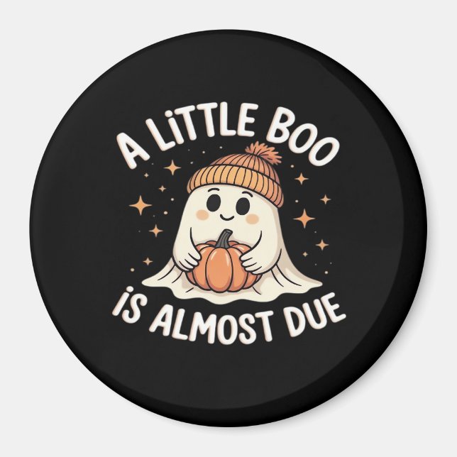 Little Boo Is Almost Due Halloween Pregnancy Revea Magnet (Front)
