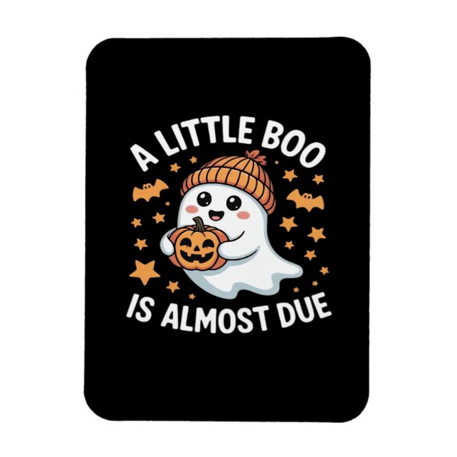 Little Boo Is Almost Due Halloween Pregnancy Revea Magnet (Vertical)