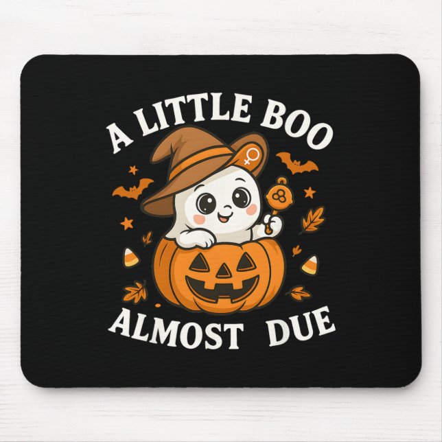 Little Boo Is Almost Due Halloween Pregnancy Revea Mouse Mat (Front)