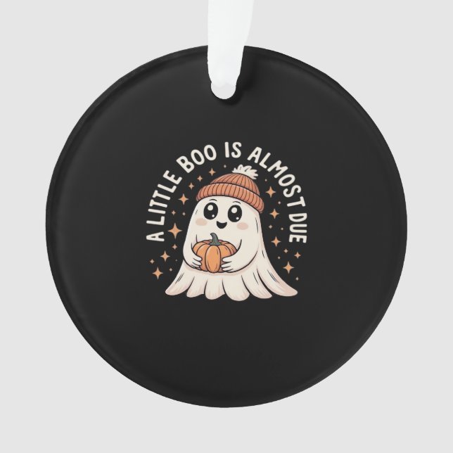 Little Boo Is Almost Due Halloween Pregnancy Revea Ornament (Front)