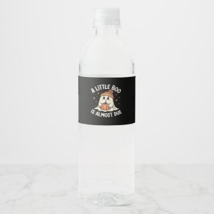 Little Boo Is Almost Due Halloween Pregnancy Revea Water Bottle Label