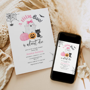Little Boo is almost Due pink girl baby shower Invitation