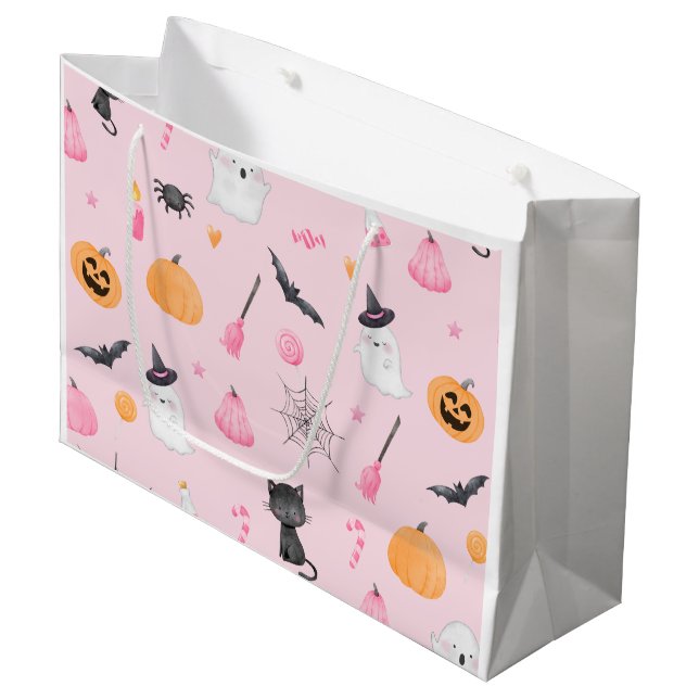 Little Boo is almost due pink halloween Large Gift Bag (Front Angled)