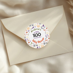 Little Boo is Almost Due Spooky Baby Shower Classic Round Sticker