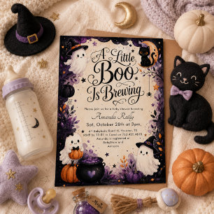 Little Boo Is Brewing Halloween Baby Shower Invitation