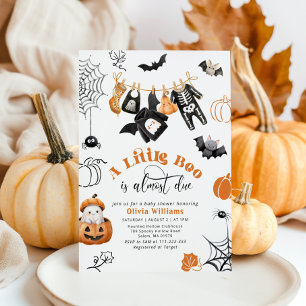 Little Boo is Due Boy Clothesline baby shower Invitation