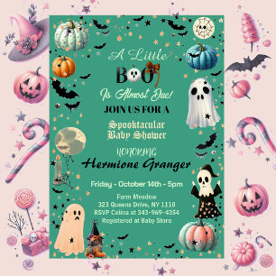 Little BOO Is Due Ghost Pumpkin Spooky Baby Shower Invitation