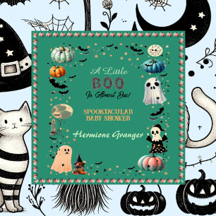 Little BOO Is Due Ghost Pumpkin Spooky Baby Shower Napkin