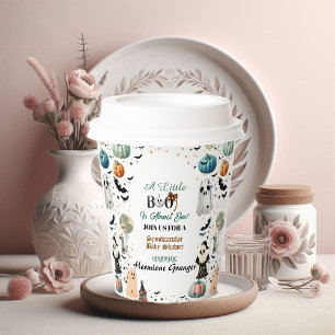 Little BOO Is Due Ghost Pumpkin Spooky Baby Shower Paper Cups