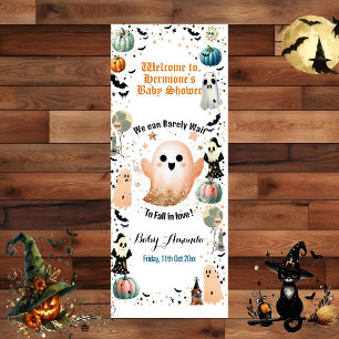 Little BOO Is Due Ghost Pumpkin Spooky Baby Shower Retractable Banner