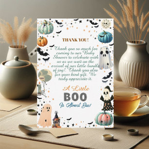 Little BOO Is Due Ghost Pumpkin Spooky Baby Shower Thank You Card