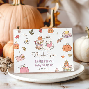 Little Boo is due Lilac cute Baby Shower Thank You Card