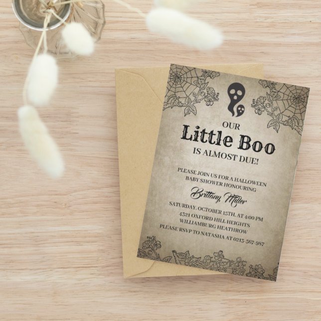Little Boo is Due Rustic Halloween Baby Shower  Invitation (Creator Uploaded)