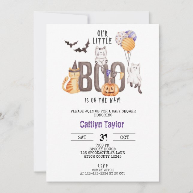 Little Boo is on the way, Halloween Baby Shower Invitation (Front)