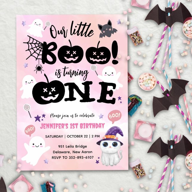 Little Boo Is Turning ONE | Halloween 1st Birthday Invitation (Creator Uploaded)