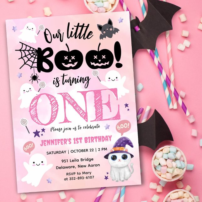 Little Boo Is Turning ONE Halloween 1st Birthday Invitation (Creator Uploaded)