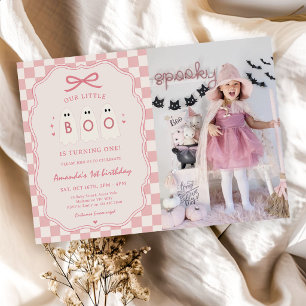 Little Boo is Turning One Halloween Birthday Photo Invitation
