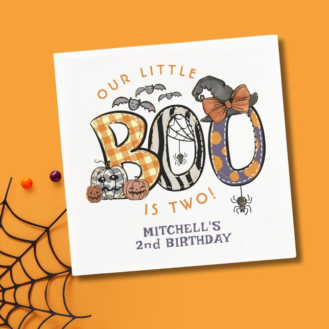 Little Boo Is Two Halloween 2nd Birthday Napkin (Creator Uploaded)