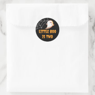 Little Boo Is Two Halloween Birthday Party Favour Classic Round Sticker