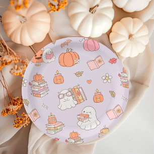Little Boo Lilac Whimsical Books Baby Shower Paper Plate