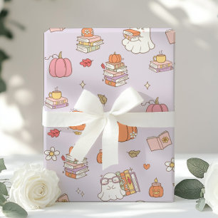 Little Boo Lilac Whimsical Books Baby Shower Wrapping Paper