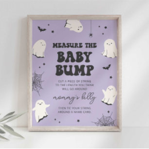Little Boo Measure Bump Halloween Baby Shower Sign
