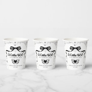 Little Boo Minimal Gothic Halloween Baby Shower Paper Cups