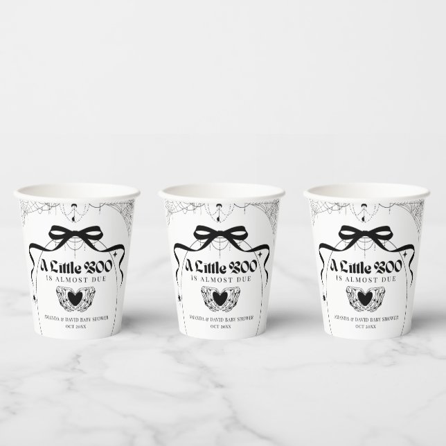 Little Boo Minimal Gothic Halloween Baby Shower Paper Cups (Multi)