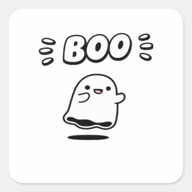 Little Boo Minimal Style Square Sticker (Front)