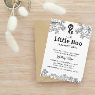 Little Boo Minimalist Halloween Baby Shower Invitation