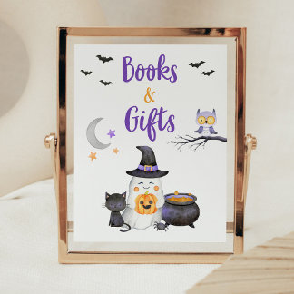 Little Boo Neutral Halloween Books and Gifts Sign