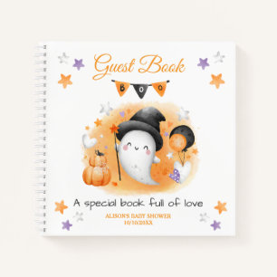 Little Boo Orange Baby shower Guest Book