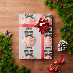 Little Boo Personalized Halloween Pumpkin Wrapping Paper