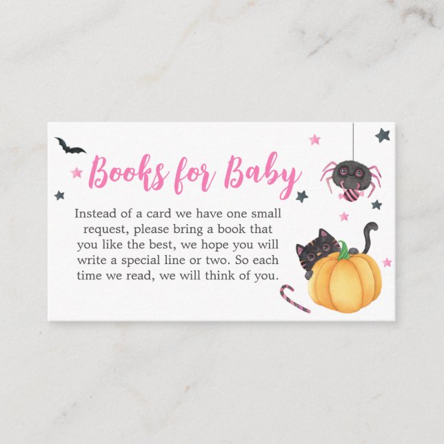 Little Boo Pink Baby Shower Books for Baby Enclosure Card (Front)