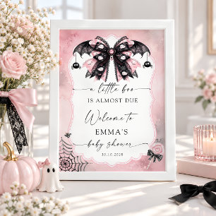 Little Boo Pink Black Bow Welcome Poster