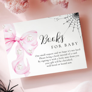Little Boo PINK Bow Baby Shower Books for Baby Enclosure Card