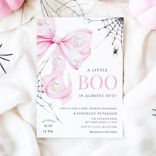 Little Boo PINK Bow Baby Shower Invitation