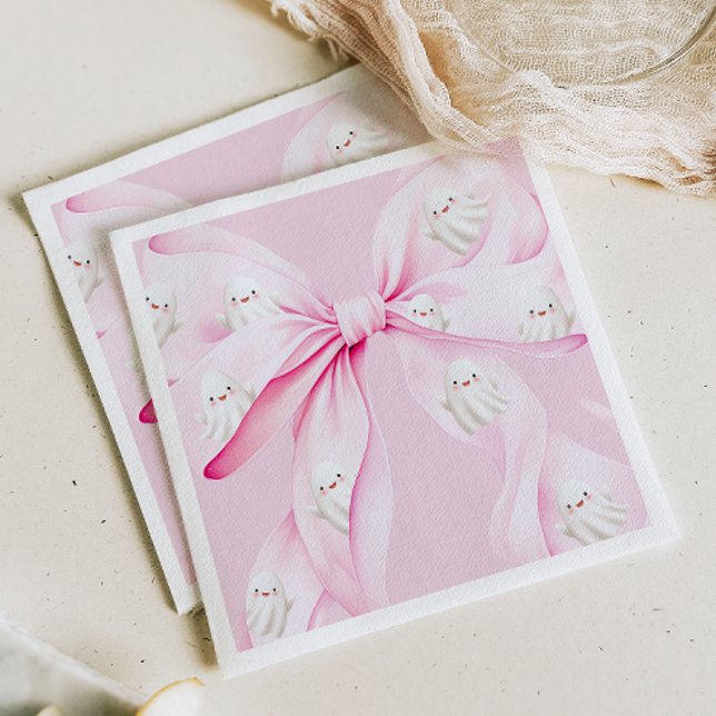 Little Boo PINK Bow Baby Shower Napkin (Creator Uploaded)